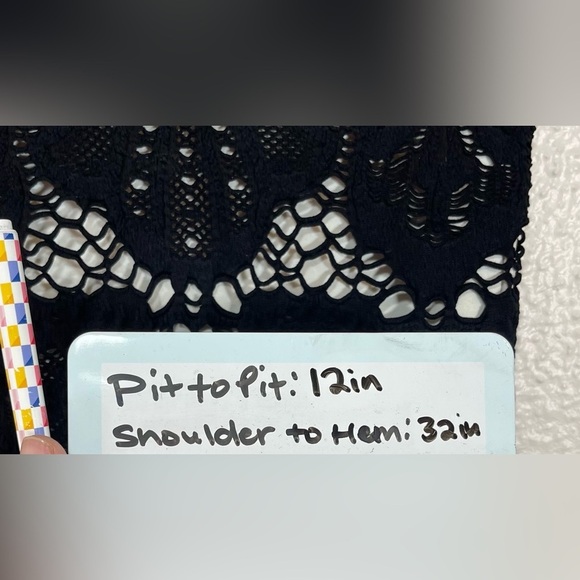 Intimately Free People Lace Black White Long Sleeve Medallion Bodycon Mini Dress - Picture 7 of 8